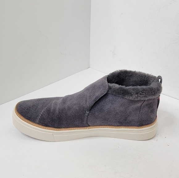 Toms Paxton Slip On Shoes Sneakers Suede Faux Shearling in Forged Iron Grey 8.5 - Picture 7 of 11